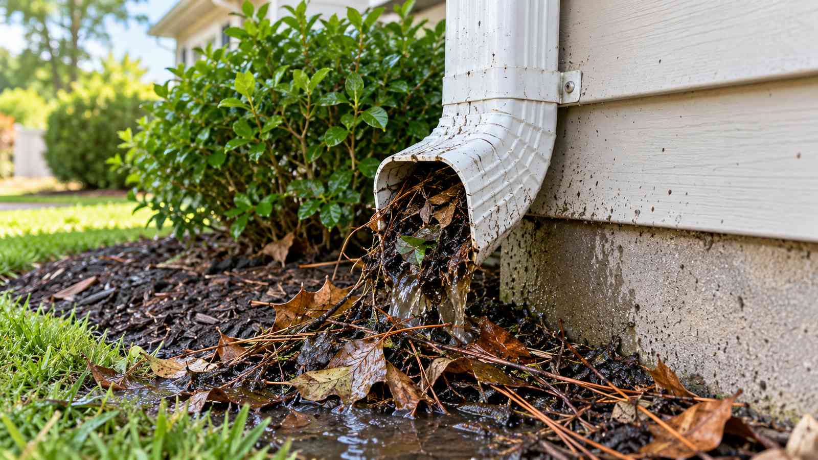 Before downspout cleaning